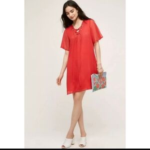 Anthropologie 11.1 Tylho Red Tunic Dress Size Medium